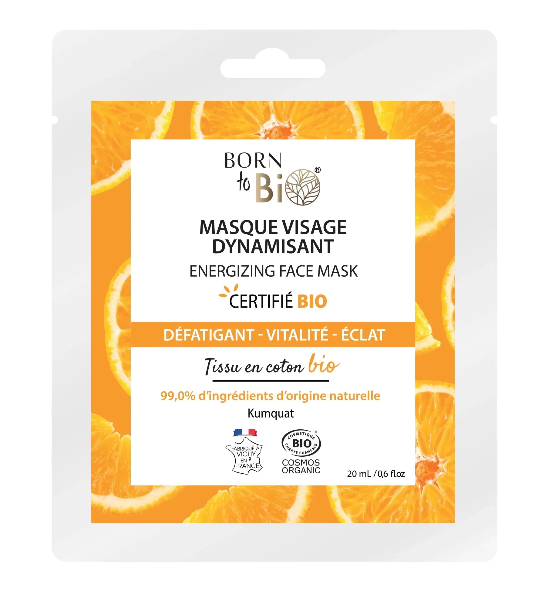 Masque visage Dynamisant en coton - Certifié Bio - Eclat-Lifestyle