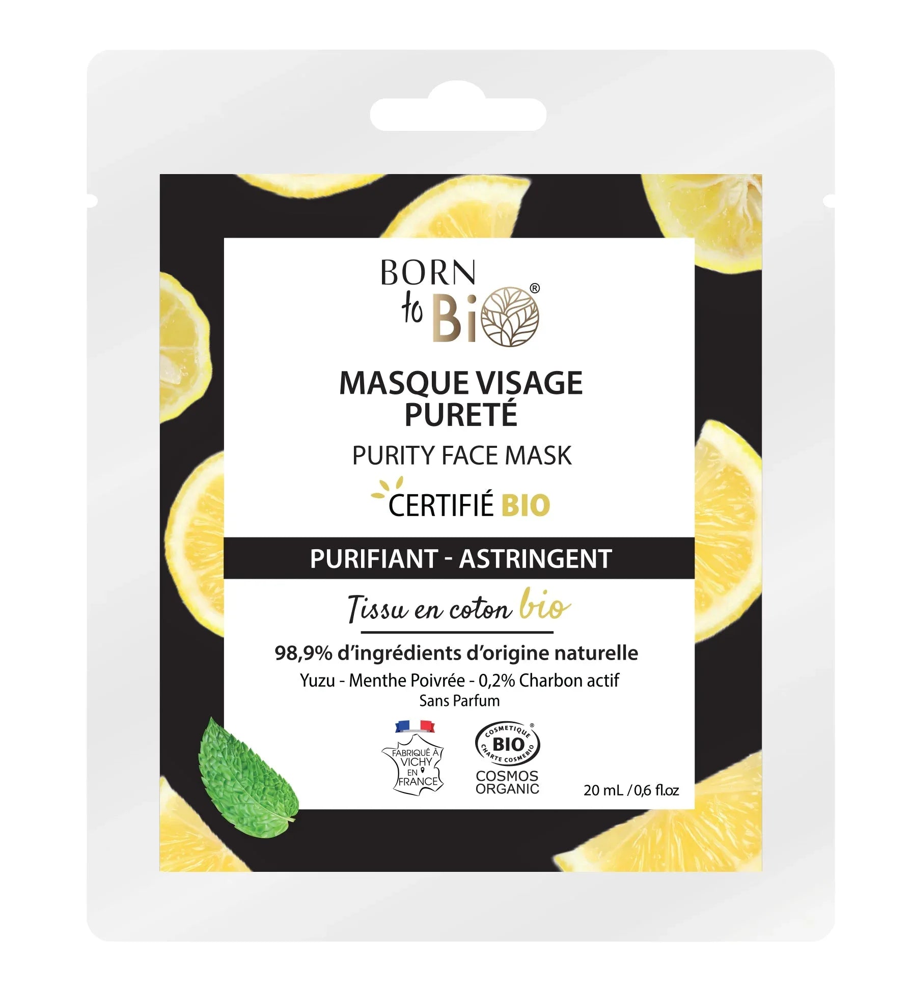 Masque visage Pureté en coton - Certifié Bio - Eclat-Lifestyle