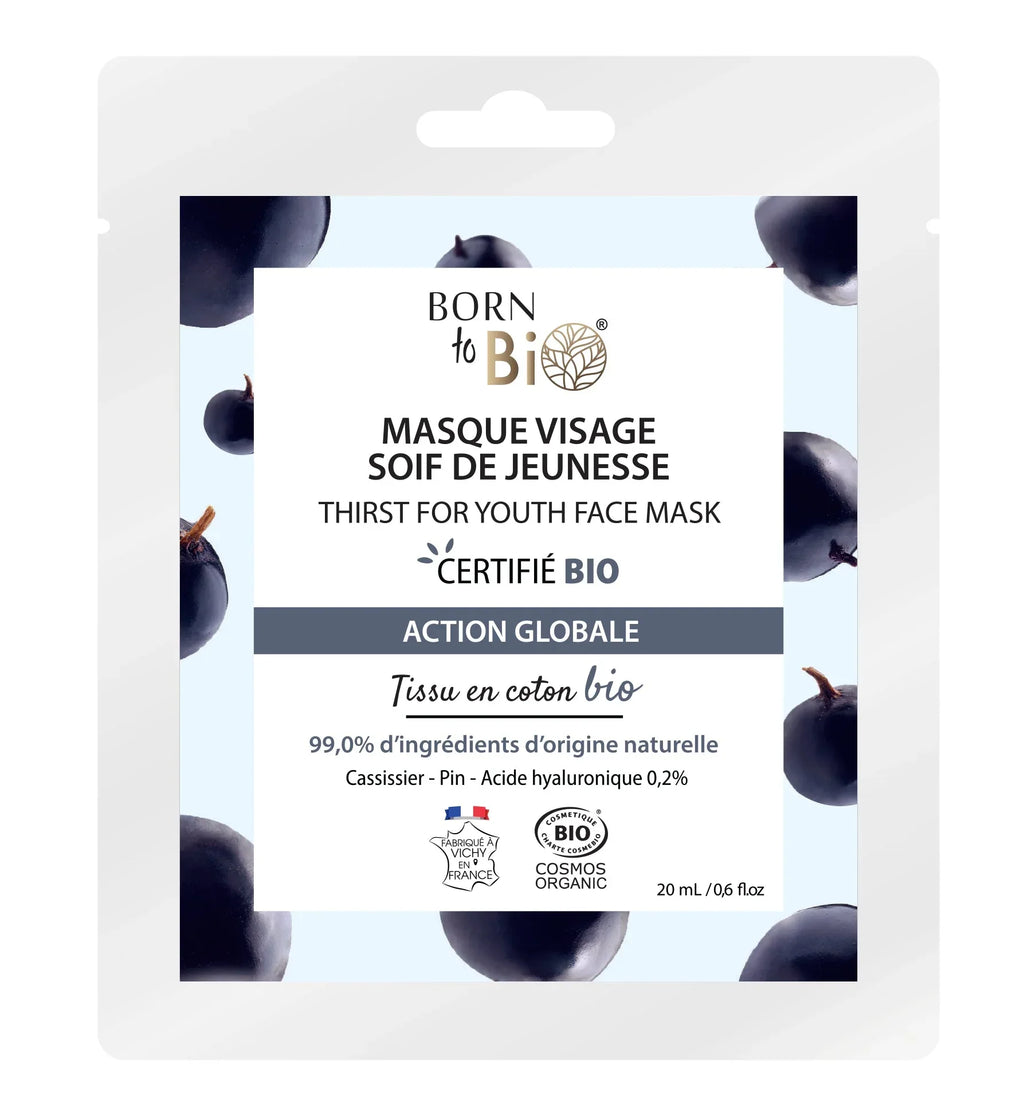 Masque visage Soif de Jeunesse en coton - Certifié Bio - Eclat-Lifestyle