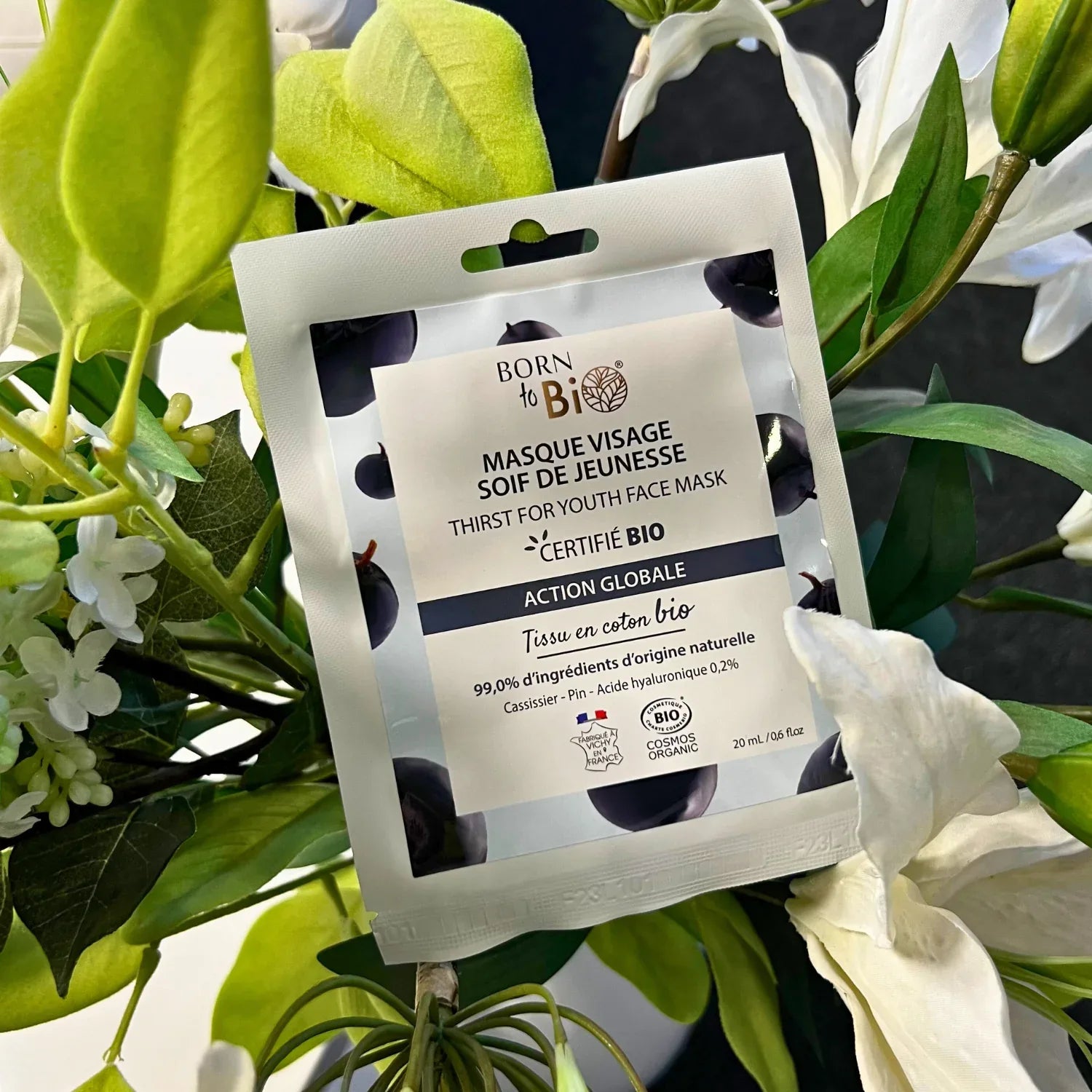 Masque visage Soif de Jeunesse en coton - Certifié Bio - Eclat-Lifestyle